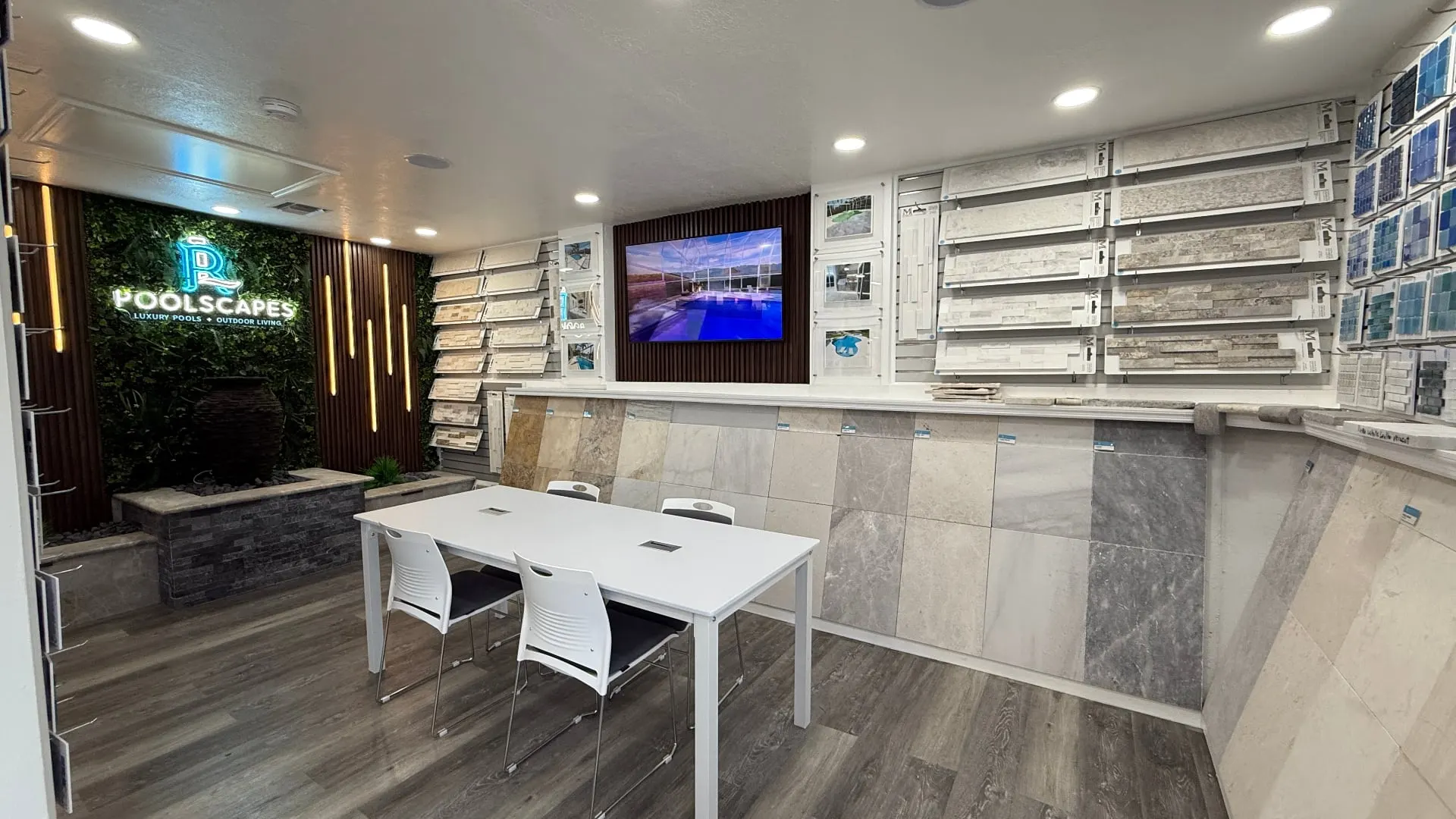 Design consultation area with tile wall displays