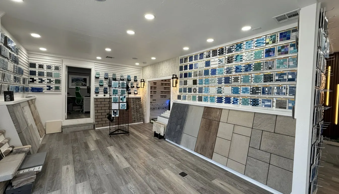 Main showroom floor with paver and pool tile displays